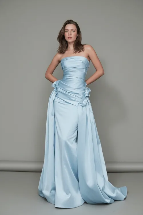 Celeste Draped Satin Evening Gown
