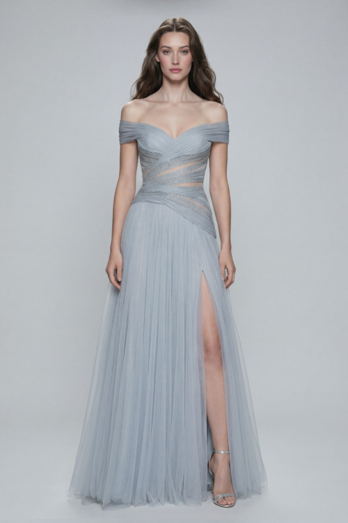 OffShoulder Embellished Tulle Dress