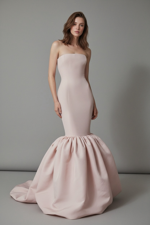 Sculpted Strapless Balloon Hem Gown