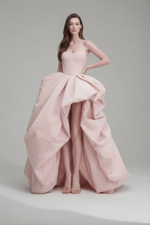 Strapless High Low Evening Dress