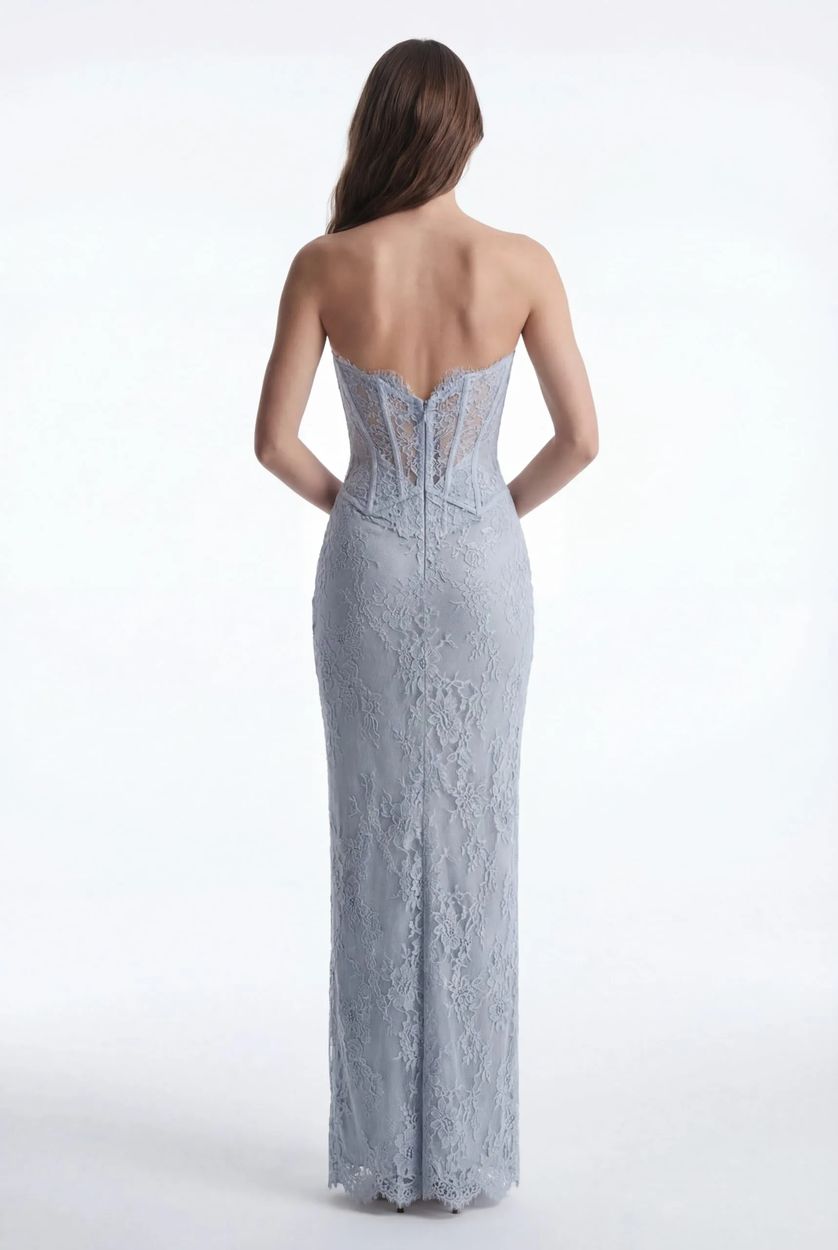 Sculpted Lace Corset Straight Cut Long Dress - 3