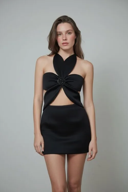Petal Knot Cut-Out Mini Dress