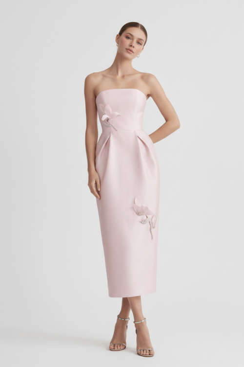 Strapless Floral Embellished Dress