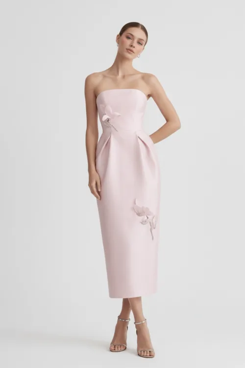 Strapless Floral Embellished Dress