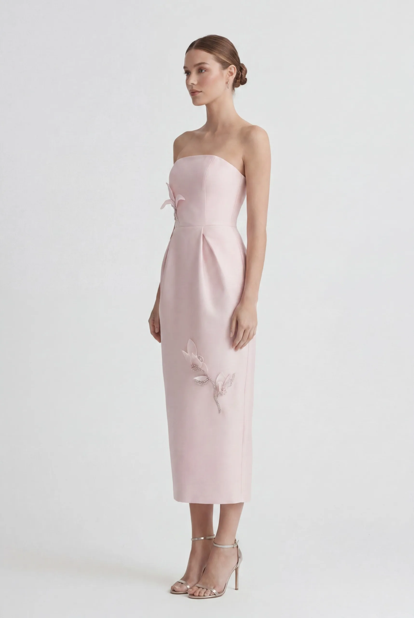 Strapless Floral Embellished Dress - 2