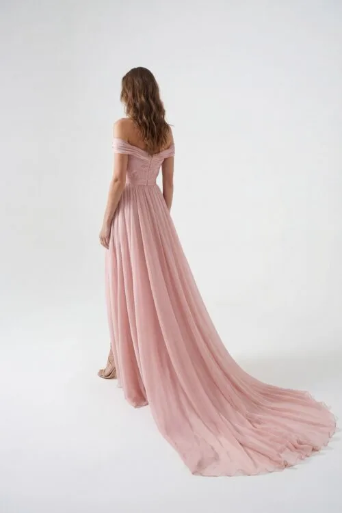 OffShoulder Flowing Silk Chiffon Dress - 10
