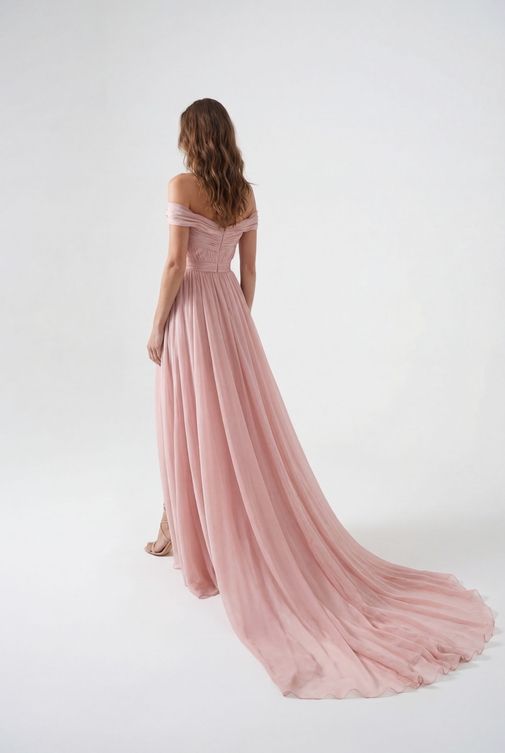 NRTW196E OffShoulder Flowing Silk Chiffon Dress - 5