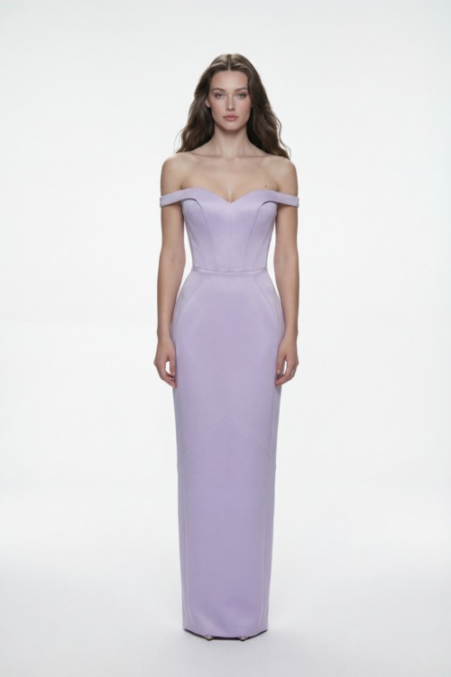 Off-Shoulder Sculpted Corset Column Dress