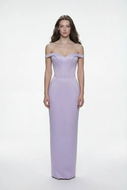 Off-Shoulder Sculpted Corset Column Dress