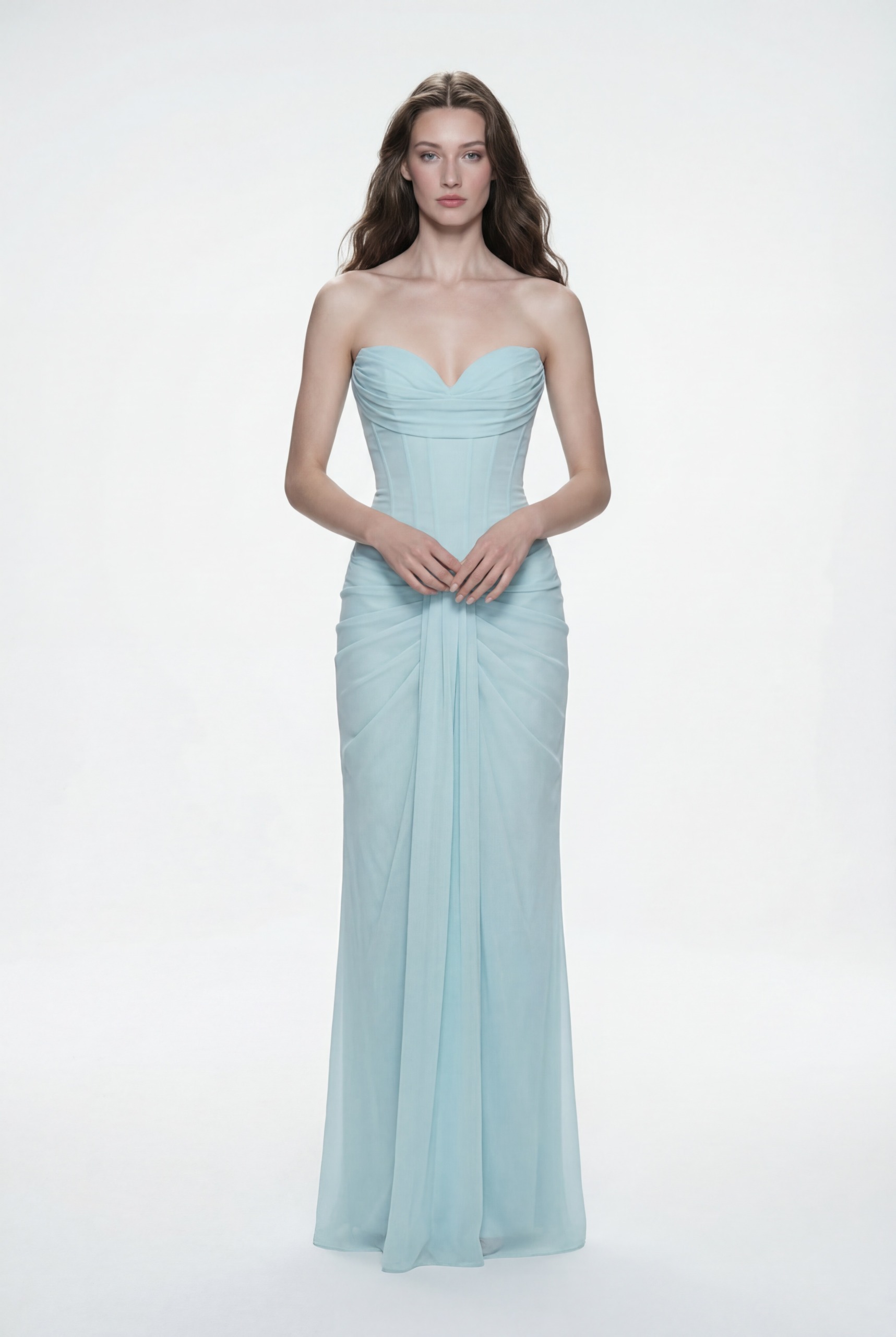 NRTW203 Strapless Draped Corset Column Dress - 1