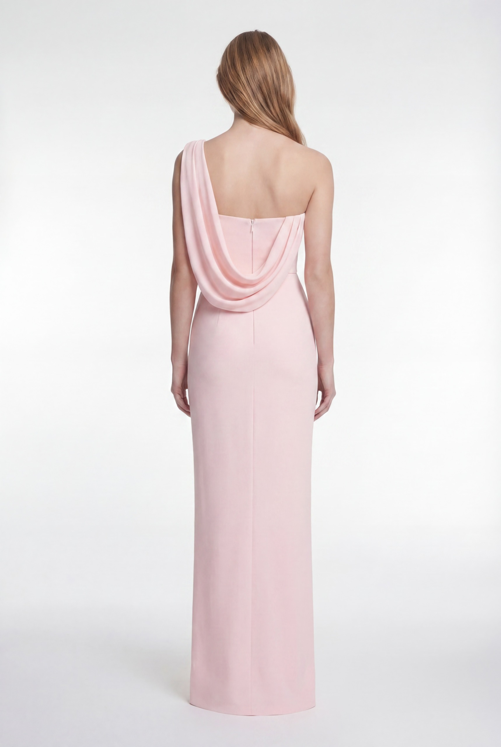 NRTW215B OneShoulder Draped Long Dress with Soft Flowing Silhouette - 2